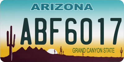 AZ license plate ABF6017