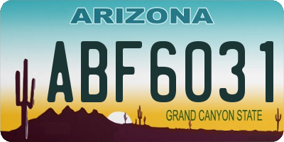 AZ license plate ABF6031