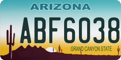 AZ license plate ABF6038