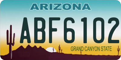 AZ license plate ABF6102