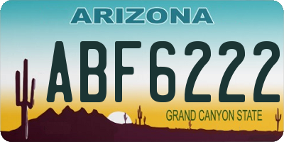 AZ license plate ABF6222