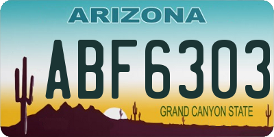 AZ license plate ABF6303