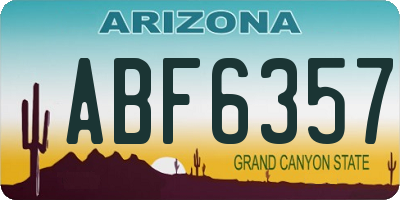 AZ license plate ABF6357