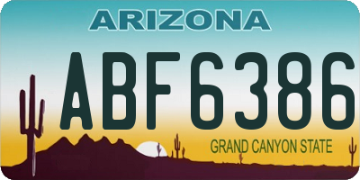 AZ license plate ABF6386