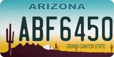 AZ license plate ABF6450