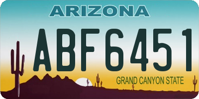AZ license plate ABF6451