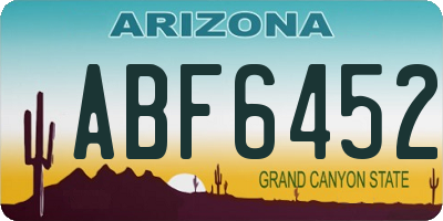 AZ license plate ABF6452