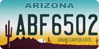 AZ license plate ABF6502