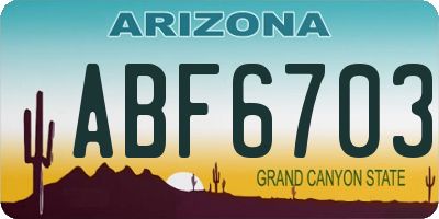 AZ license plate ABF6703