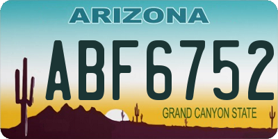 AZ license plate ABF6752