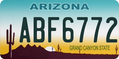 AZ license plate ABF6772