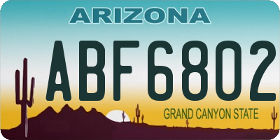 AZ license plate ABF6802