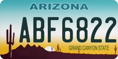 AZ license plate ABF6822