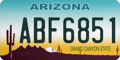 AZ license plate ABF6851