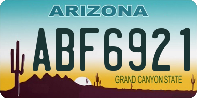 AZ license plate ABF6921
