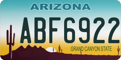 AZ license plate ABF6922