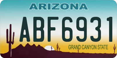 AZ license plate ABF6931