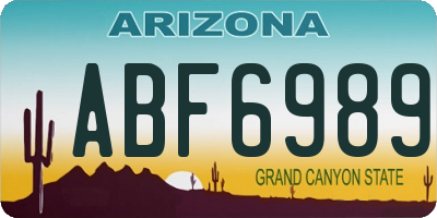 AZ license plate ABF6989
