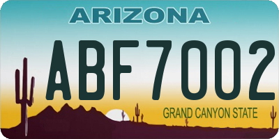 AZ license plate ABF7002