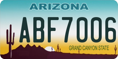 AZ license plate ABF7006