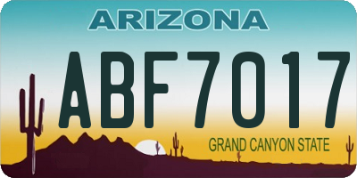 AZ license plate ABF7017