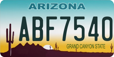 AZ license plate ABF7540