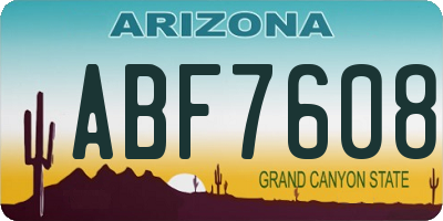 AZ license plate ABF7608