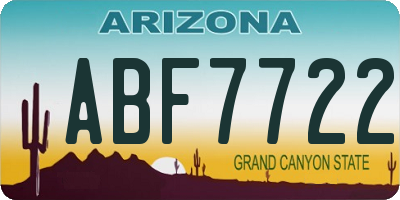 AZ license plate ABF7722