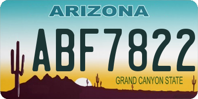 AZ license plate ABF7822