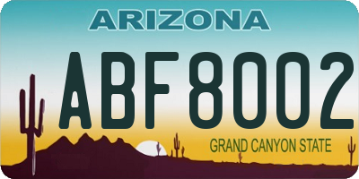 AZ license plate ABF8002