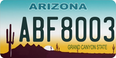 AZ license plate ABF8003