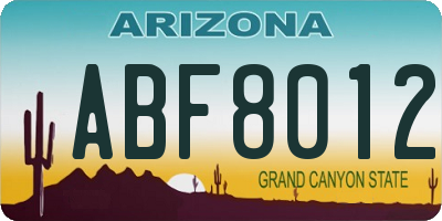 AZ license plate ABF8012