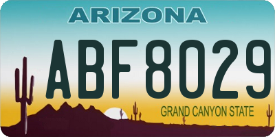 AZ license plate ABF8029