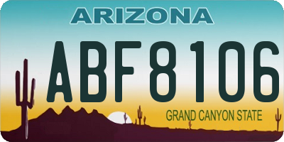 AZ license plate ABF8106
