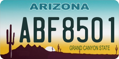 AZ license plate ABF8501