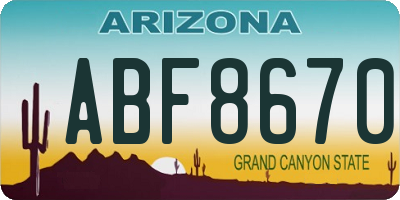 AZ license plate ABF8670
