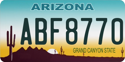 AZ license plate ABF8770