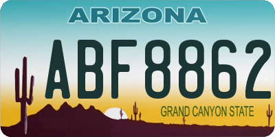AZ license plate ABF8862