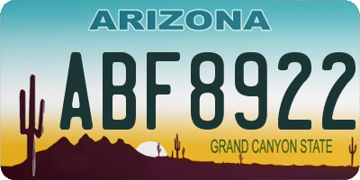 AZ license plate ABF8922