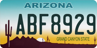 AZ license plate ABF8929