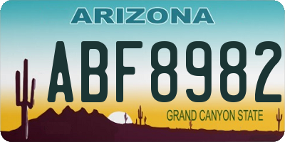 AZ license plate ABF8982