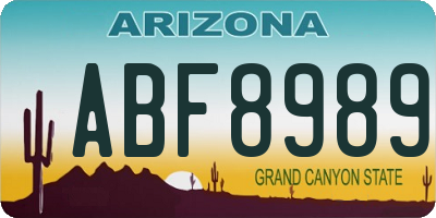 AZ license plate ABF8989