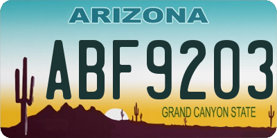 AZ license plate ABF9203