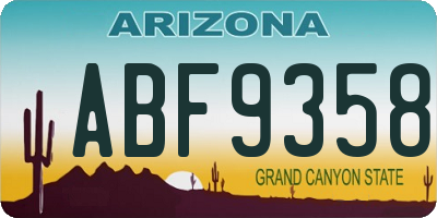 AZ license plate ABF9358