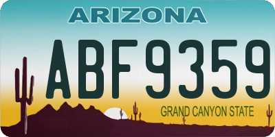 AZ license plate ABF9359