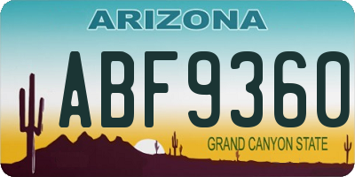AZ license plate ABF9360