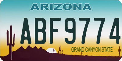 AZ license plate ABF9774