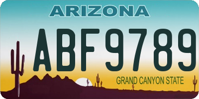 AZ license plate ABF9789