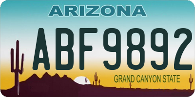 AZ license plate ABF9892