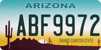 AZ license plate ABF9972